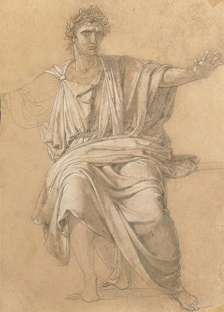 Jean - Baptiste Wicar, Studio di drappeggio per la figura di Augusto in Virgilio che legge l'Eneide ad Augusto e Livia